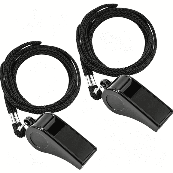 BPPEG Plastic Whistle for Coaches with Durable Lanyard for Coaches and Referees - Black