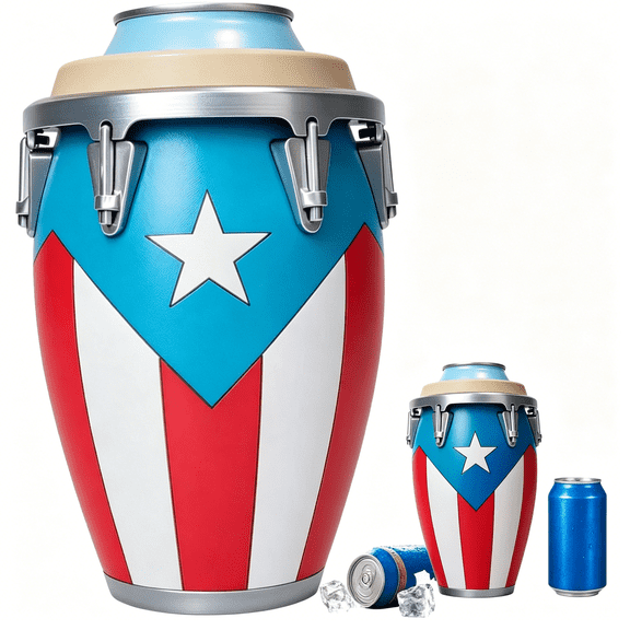 BPPEG Puerto Rican Flag Conga Style Can Holder, 3D Printed 12Oz Conga-Style Drum Can Holders for Drinks, Patriotic Boricua Caribbean Drink Beer Beverage Cooler for Standard Cans