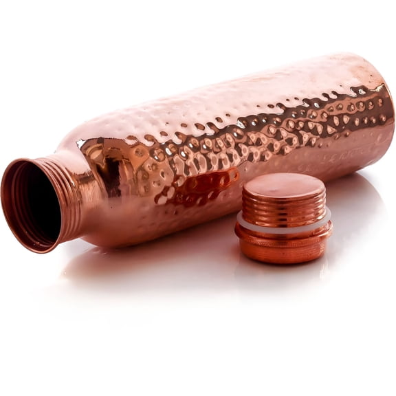 BPPEG Pure Hammered Copper Water Bottle - Handmade Copper Drinkware,32 Oz Leak Proof Vessel with Lid