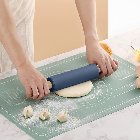 BPPEG Rolling Pin with Wooden Handles & Wood Cradle,Pizza Dough Roller 14.96 Inch Rolling Pins for Making Pizza Dough and Tortillas,Dough Roller for Pie Crust,Cookie,Pasta