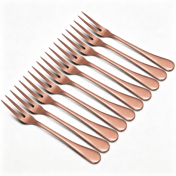 BPPEG Rose Gold Crab Stainless Steel Forks, 5 Inches, Set of 10 | Escargot Fork, 2 Prong, Tasting Appetizer Forks, Portable, Cocktail Forks for Party Travel