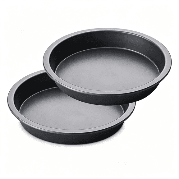 BPPEG Round Cake Baking Pan,8 ",Shallow Cookie Pans,Layer Cake Pans with Wider Grips,Nonstick Circle Pizza Tin,Huty Duty,Dishwasher Safe,2 Pieces- Grey