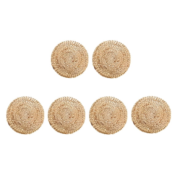 BPPEG Round Woven Rattan Placemats,Natural Wicker Mats,Water Hyacinth Straw Braided Placemats,Set of 6 for Dining Table, Kitchen, Picnic, Coffee Table, Buffet