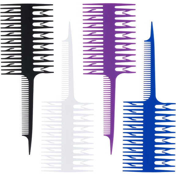 BPPEG Salon Hair Foiling and Highlighting Combs, 4Pcs Double-Sided Fish Shape Combs for Balayage, Dyeing and Teasing - Instant Styling, Lightweight, Static-Free Design