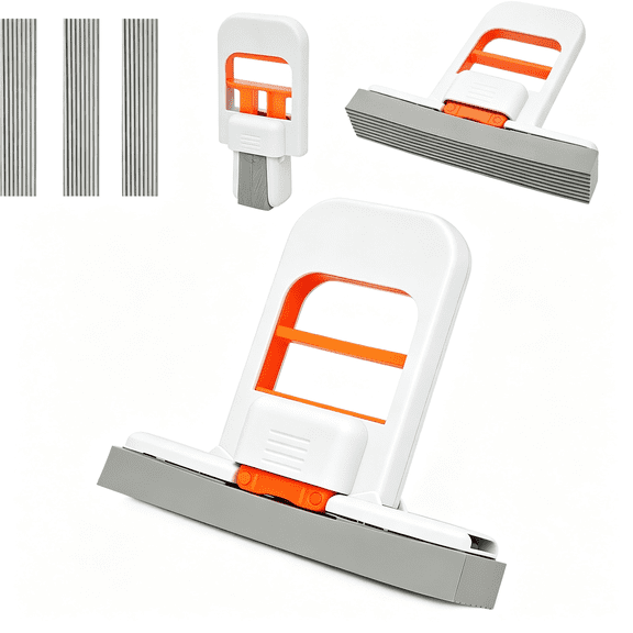 BPPEG Self Squeezing Mini Mop, Orange Small Sponge Mop, Wet and Dry Use Cleaning System, Foldable Desktop Mop, One-Hand Squeeze Handle and Replaceable Head Self Squeezing Mini Mop