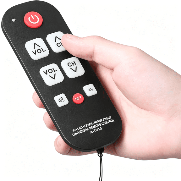 BPPEG Senior-Friendly Universal Remote Control-Big Button TV Remote for Elderly with Learning Function, Easy to Use Memory Programmable Controller for TV/Cable/DVD(Black)