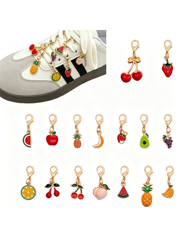 Shoe Charms for Sneakers,16Pcs Fruit Shoelace Charm with Clasp,Sneaker Charms Decoration Shoe Lace Accessories,Colorful Shoe Charms for Sneakers