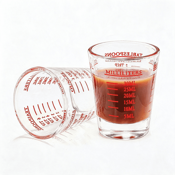 BPPEG Shot Glass Measuring Cup,2Pcs Measuring Shot Glasses,Thick Base Liquid Measuring Cup for Espresso Shot Glass&Measuring Glasses,Four Different Units of Measure(1 Oz,2 Tbs,6 Tsp,30 Ml)