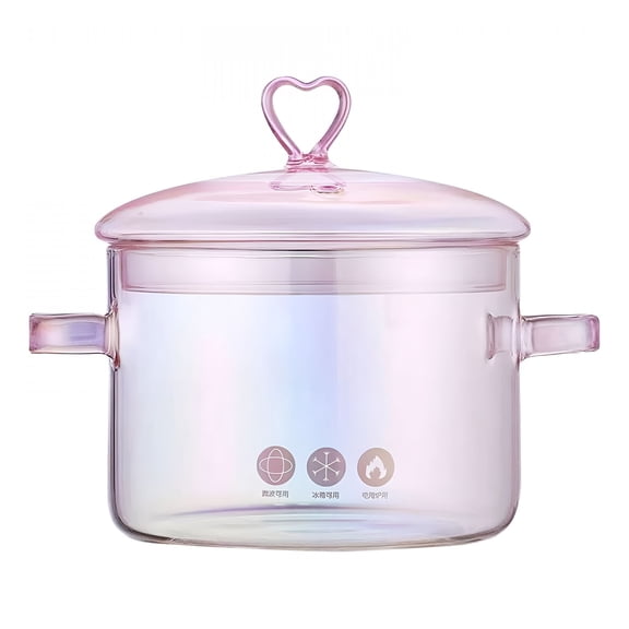 BPPEG Simmer Pot,High Borosilicate Glass Pot Transparent Heat-Resistant Soup and Stew Cookware for Induction Stove,Perfect for Broth,Tea & Small Meals,Clear Pots for Cooking Glass Simmer Pot