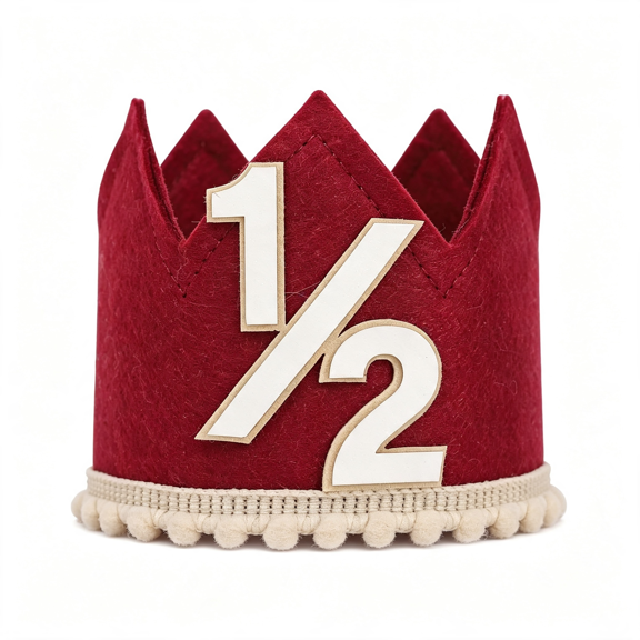 BPPEG Simple Half Birthday Party Crown-Classic 1/2 Birthday Hat for Six Months Celebration,Unisex Photo Prop&Decorations 1/2 Birthday Hat