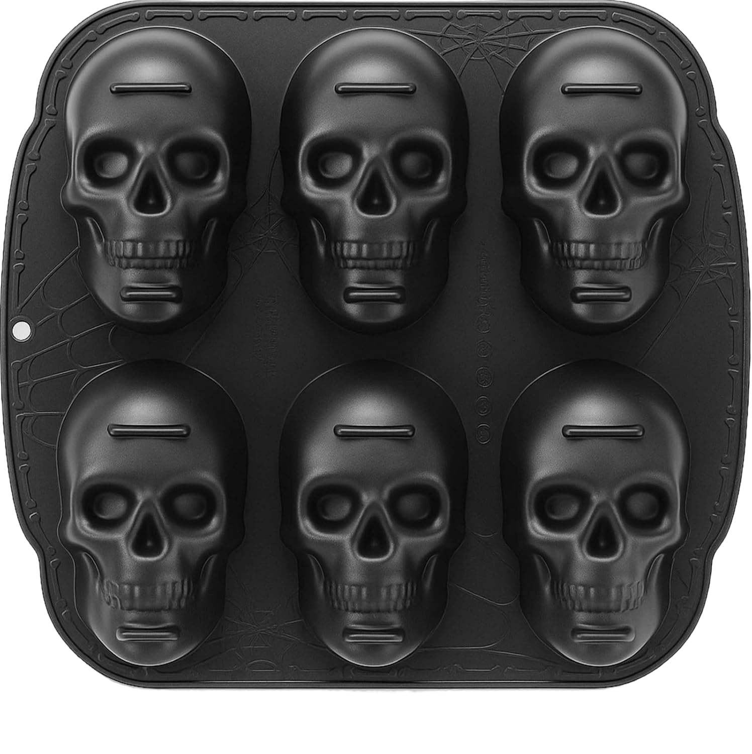 BPPEG Skull Silicone Baking Pan for Halloween Pizza Cake, 6 Cavities 3D ...