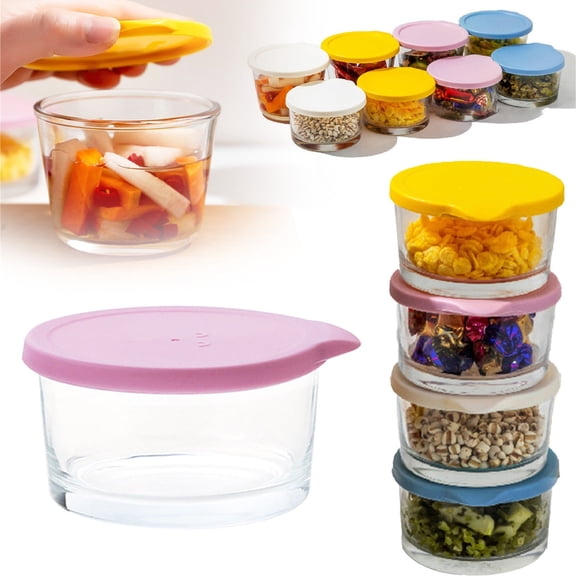 BPPEG Small Glass Bowls,Small Glass Containers with Lids-Stackable Custard Cups,Clear Food Prep Bouillon Cups&Mixing Bowls + Lids for Sauces Dips,Nuts Oats,Candy Dessert,Cereal(Pink,Small)