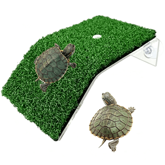 BPPEG Small Turtle Resting Basking Platform,Simulation Grass Turtles Ramp,Lawn Tortoise Climbing Ladder Resting Terrace Turtle Dock Floating Dcor for Reptile Frog Terrapin