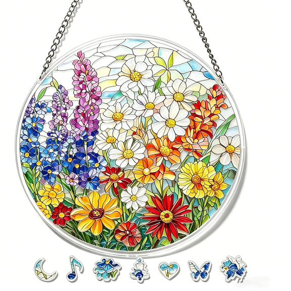 BPPEG Stained Glass Style Puzzle Suncatcher,Acrylic Puzzle for Adult Window Hanging,Diy Crystal Jigsaw Art,Creative Home Decor Ornament with Whimsical Pieces