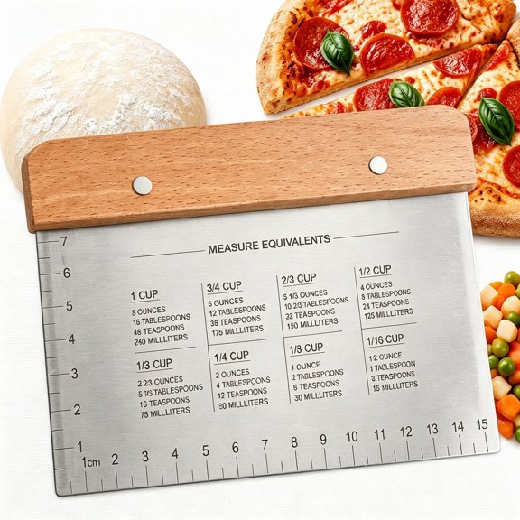 BPPEG Stainless Steel Bench Scraper,Multipurpose Dough Cutter Food Scraper,Bench Scraper with Baking Measure for Dough Dividing,Pastry Baking,Food Chopping & Flat Top Grill Cleaning