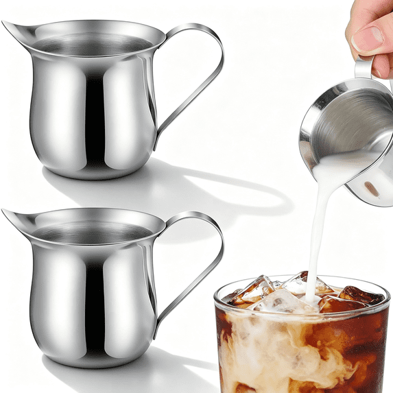 BPPEG Stainless Steel Creamer Pitcher 60Ml 2Pcs Stainless Steel Bell ...