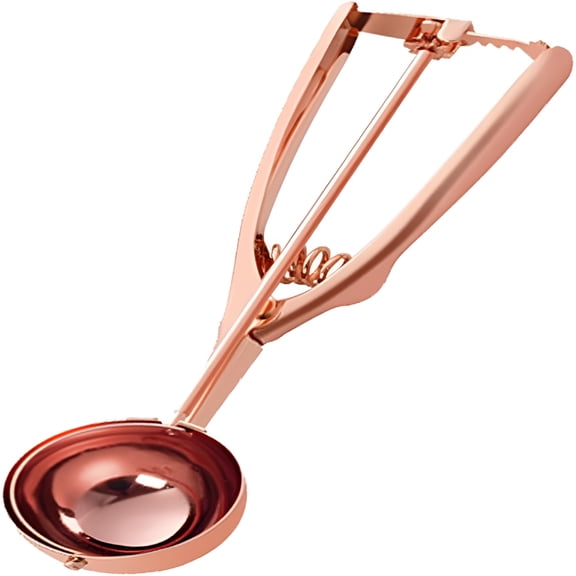 BPPEG Stainless Steel Ice Cream Scoop Polished Melon Baller Scoop Metal Ice Cream Scoop with Trigger Cookie Scoop for Baking 3 Sizes Fruit Spoons Kitchen Ice Cream Scoop with Trigger(Rose Gold,L)