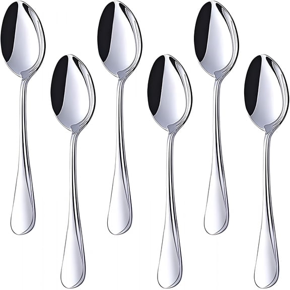 BPPEG Stainless Steel Teaspoons,6-Piece Coffee & Dessert Spoons Set,6.7 Inch Small Spoons for Tea,Sugar,Yogurt & Ice Cream,Mirror Polished,Dishwasher Safe