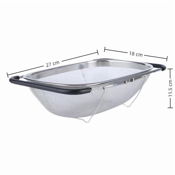 BPPEG Stainless Steel Telescopic Mesh Colander over the Sink Pasta Strainer Extendable Rack with Rubber Grip Handles - Fine Mesh Strainer for Rice Quinoa Vegetables Kitchen Food Strainer