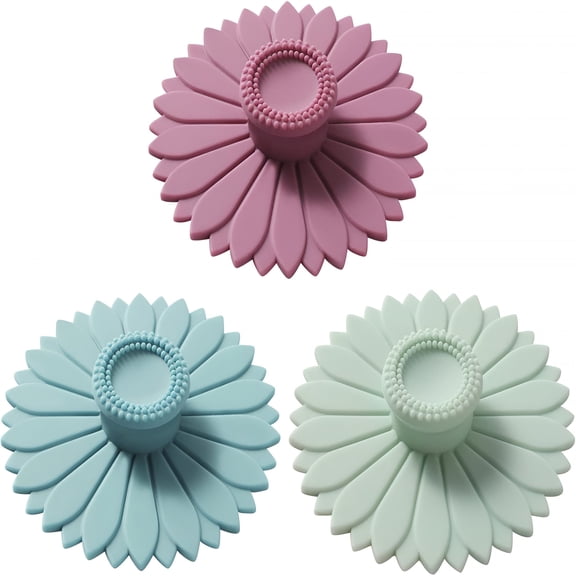 BPPEG Sunflower Silicone Cup Covers (Set of 3),Multicolored Silicone Lids for Mugs,Cups,Tea Pots,Flexible Mug Covers,Hot Cup Lids for Coffee&Tea