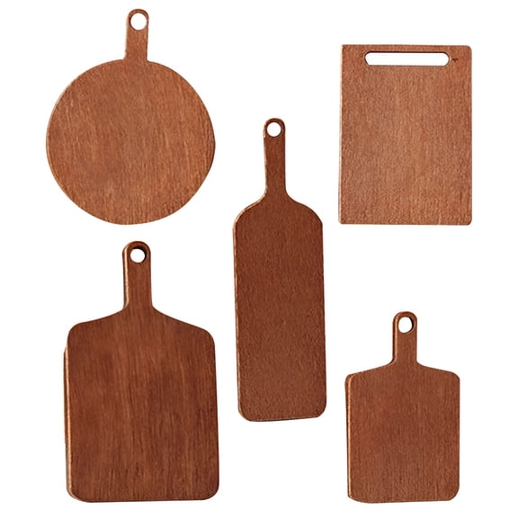 BPPEG Tiny Cutting Board Light Brown Wood 5Pcs 2In X 0.6In X 0.1In Wood Cutting Board