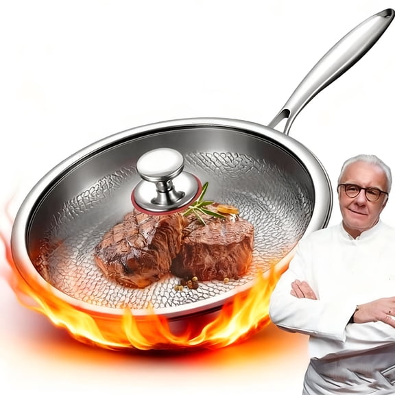 BPPEG Titanium Pan with Lid,Pure Titanium Nutri-Pan,Hammered Titanium Pans,Multifunctional Ultra-Durable Frying Nonstick Pans,Dishwasher-Friendly Titanium Pans for Cooking