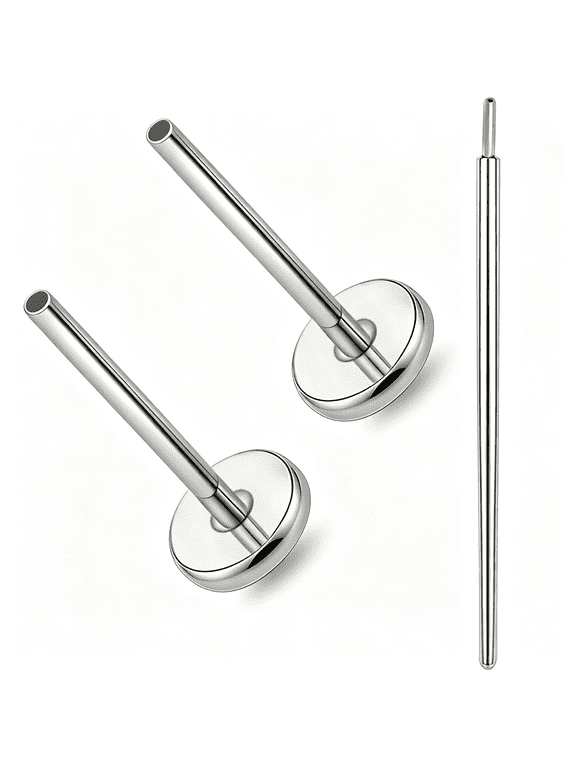 Titanium Threadless Bar Post for Tragus Body Piercing,16G/18G/20G Press Fit Flat Back Stud Earrings Push in Post Replacement Medusa Helix Couch Piercing Jewelry for Women Men(A Pair)