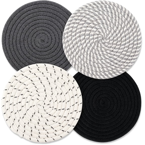 BPPEG Trivets for Hot Dishes, Hot Pads for Kitchen, 7'' Trivets for Hot Pots and Pans, Pot Holders for Kitchen, Pot Holders Heat Resistant 4-Pcs, Kitchen Essentials for New Home