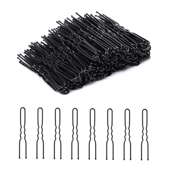 BPPEG U Shaped Hair Pins for Women, 200 Count Hair Pins for Buns Black | 2.4 Inch Bun Bobby Pins for Women Lady Girls Waved Hairpins for Updos French Twist Hair Styling Pins Hair Accessories
