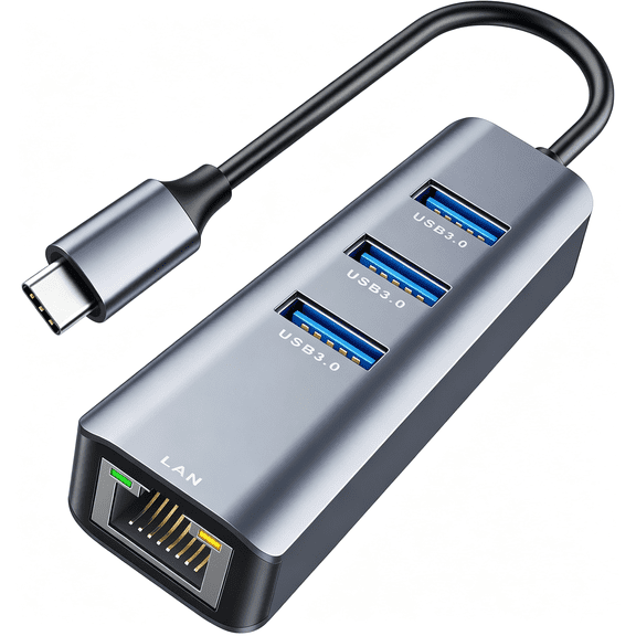 BPPEG USB-C Ethernet Adapter, 4-in-1 Gigabit RJ45 Network Hub with USB-C Thunderbolt 3 for MacBook Pro/Air, iPad Pro, and More, Reliable USB-C To Ethernet Adapter