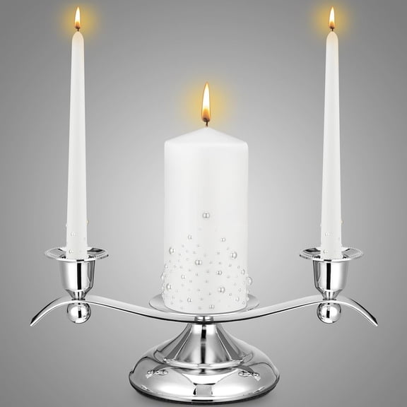 BPPEG Unity Candles with Holder for Wedding Ceremony Wedding Decortions Accessories Glass Candle Holder Pillar Candle for Formal Events Church Pearl Unity Candles for Wedding Ceremony Set