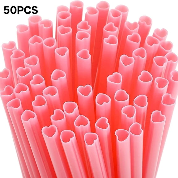 BPPEG Valentine's Day Pink Disposable Straws,Ideal for Party and Event Use,Flexible Plastic Straws for Drinks and Accents,pink disposable straws