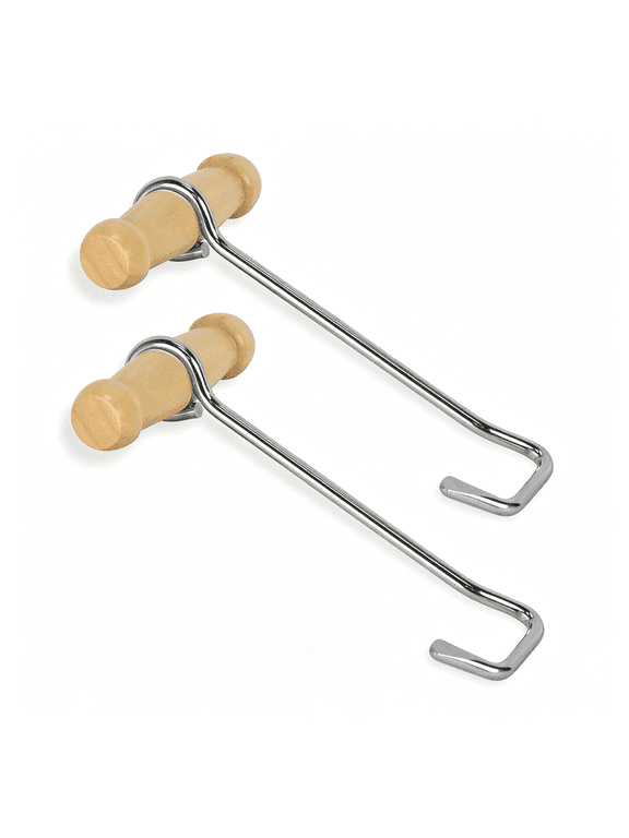 Wood Handle Stainless Steel Boot Hook Boot Puller for Cowboy,Riding&Work Boots-Sturdy Boot Jack for Cowboy Boots