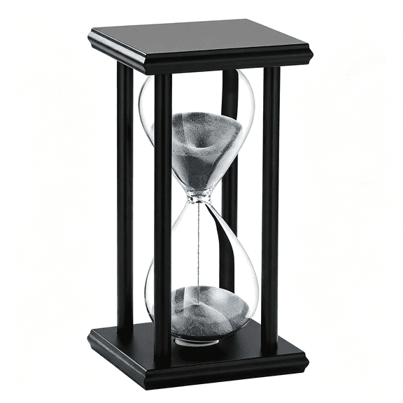 BPPEG Wood Hourglass 30 Minute,Black Wooden Stand Sand Timer Clock,Black Sand Watch 30 Min,Antiguo Reloj De Arena Half Hour,Large Unique Glass Sandglass for Home,Desk,Office Decorative