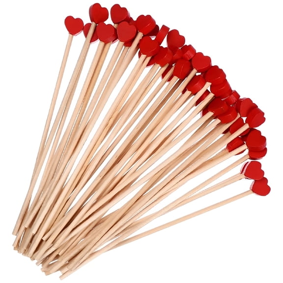 BPPEG Wooden Coffee Stirrers,Red Heart Cocktail Sticks,Disposable Drink Stir Sticks,Wood Beverage Stirrers,Milk Tea Stirring Sticks,For Home Bar Birthday Wedding Valentines Party 100 Pcs