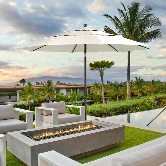 BPS 10FT Patio Umbrella with Tilt & Crank, 3-Layer Outdoor Market Umbrella for Backyard and Poolside, Beige