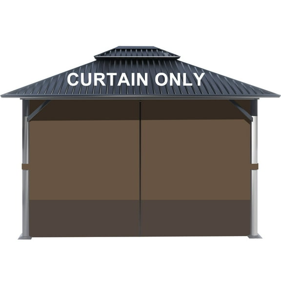 BPS 12'x14' Gazebo Replacement Curtain, Universal 4-Privacy Panel, Outdoor Gazebo Sidewalls with Zipper for Garden, Patio, Yard (Curtains Only)