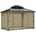 thumbnail image 1 of BPS 12' x 16' Gazebo Universal Mosquito Netting Screen Replacement, 4-Panel Screen Walls with Double Zippers for Outdoor Patio, Brown (Mosquito Net Only), 1 of 8