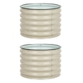 thumbnail image 1 of BPS Galvanized Metal Raised Garden Bed Kit, 2Pcs 2x2x1.4 ft Round Outdoor Planter Boxes for Vegetables Flowers, Beige, 1 of 5
