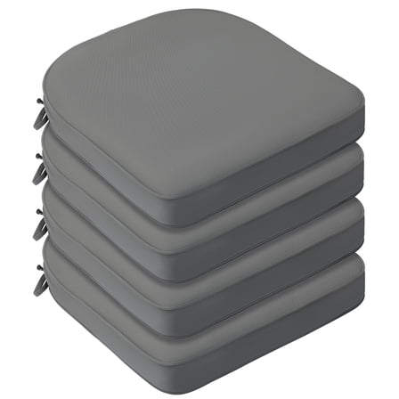 BPS 18" x 19" Outdoor Chair Cushion, Fade Resistant and Removable Cover with Ties for Patio, Garden and Terrace, Gray, Set of 4