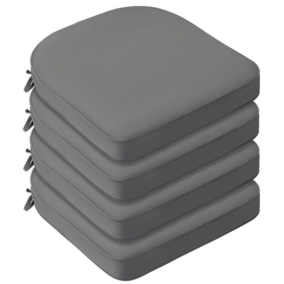 BPS 18" x 19" Outdoor Chair Cushion, Fade Resistant and Removable Cover with Ties for Patio, Garden and Terrace, Gray, Set of 4