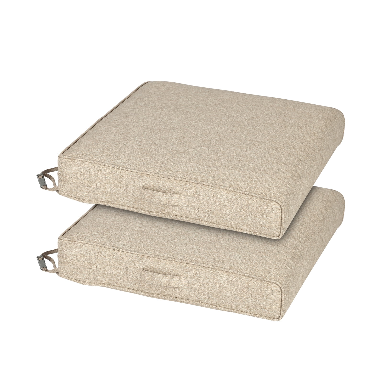 BPS Outdoor Chair Cushions Set of 2, 19" x 19" Water Resistant Outdoor Seat Cushions for Patio Furniture Dining Chair Pads Replacement, Brown