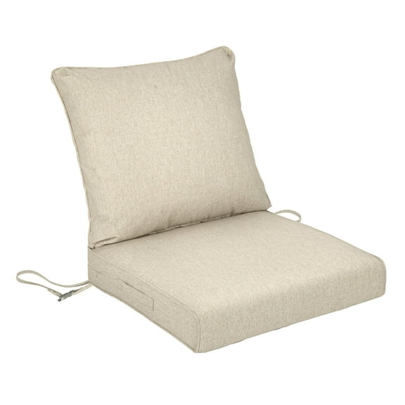 BPS 19x19 Inch Outdoor Deep Seat Cushion Set, Waterproof Patio Furniture Cushions with Adjustable Straps & Removable Cover for Patio, Deck, or Garden, Brown