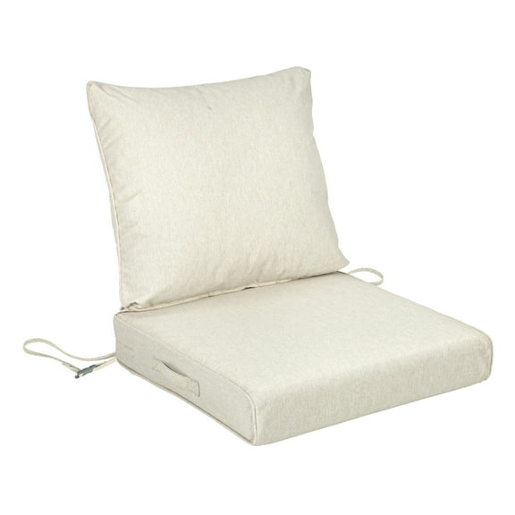 BPS 19x19 Inch Outdoor Deep Seat Cushion Set, Waterproof Patio Furniture Cushions with Adjustable Straps & Removable Cover for Patio, Deck, or Garden, Khaki