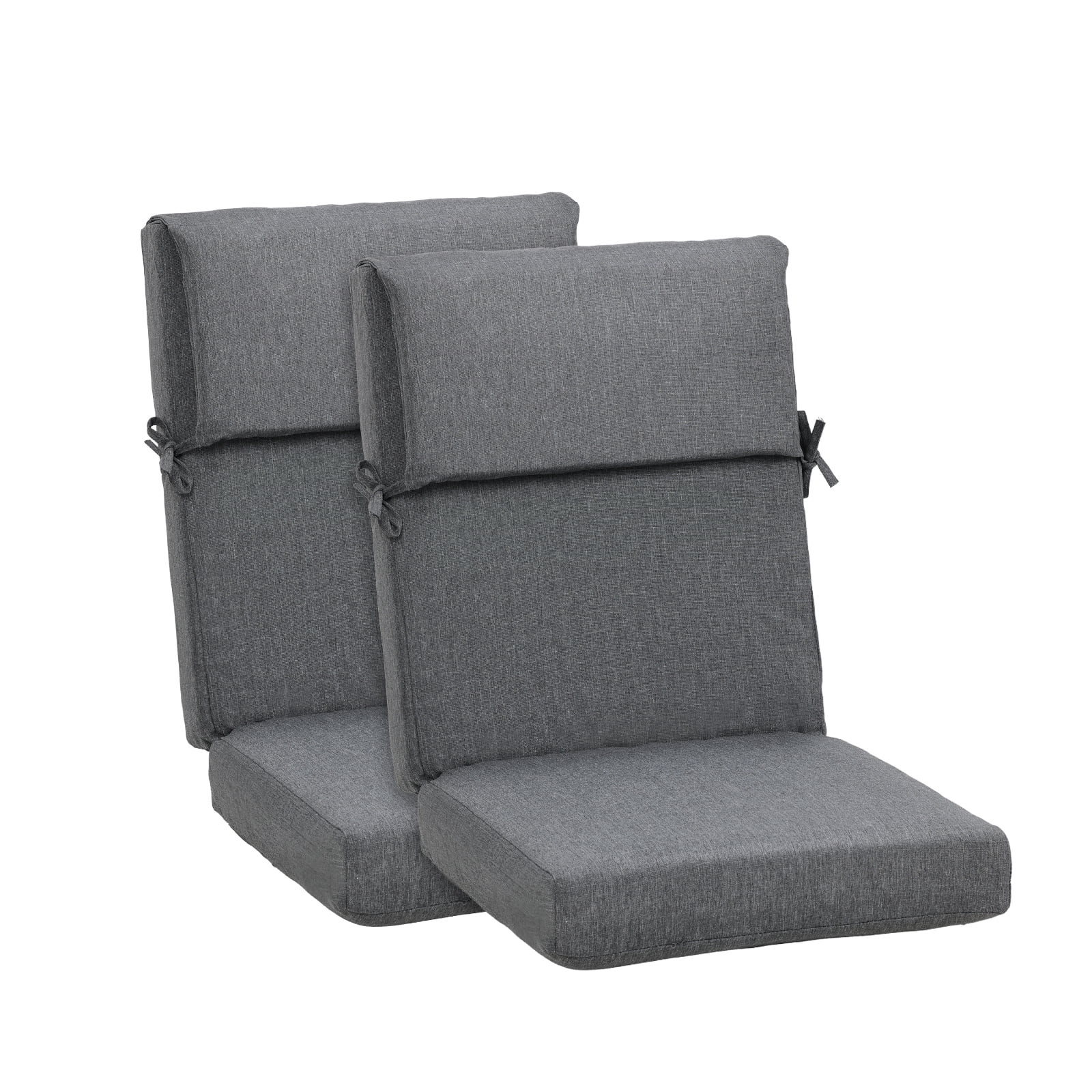 BPS 20x20x4 Inch Outdoor Chair Cushions Set of 2, High Back Patio Seat Cushion for Dining, Charcoal