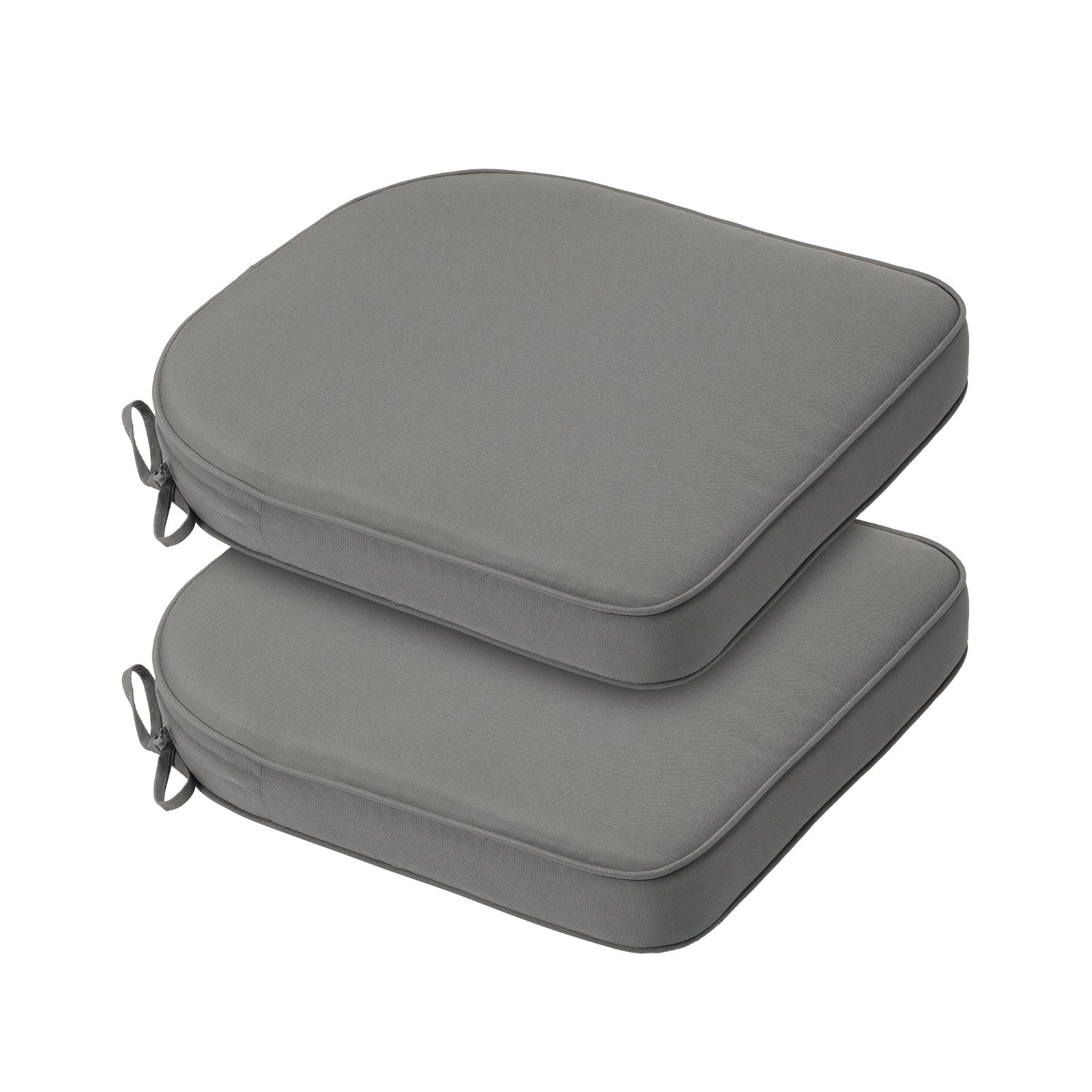 BPS 21" x 21" Outdoor Chair Cushion, Fade Resistant Patio Seat Cushion Pads with Ties, Set of 2 - Gray