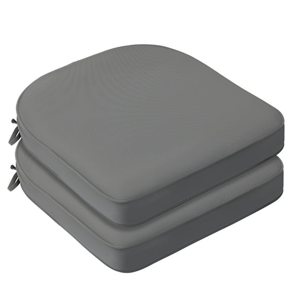 BPS 21''D x 21''W Outdoor Chair Cushion, Fade Resistant and Removable Cover with Ties for Patio, Garden and Terrace, Gray, Set of 2