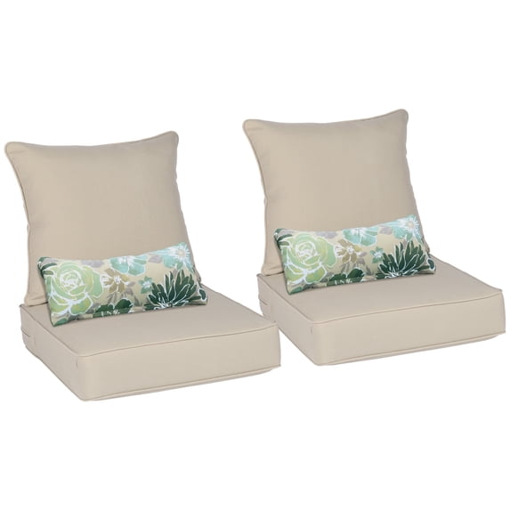 BPS 22x24x5 inch Outdoor Deep Seat Cushion, Water-Resistant Patio Furniture Cushions for Outdoor Chairs, Sofa, Couch, 2-Piece, Khaki