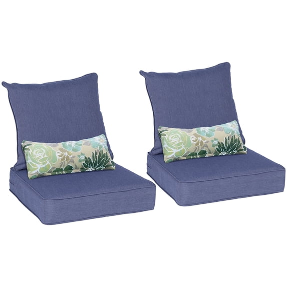 BPS 23x26x5 inch Outdoor Deep Seat Cushion, Water-Resistant Patio Furniture Cushions for Outdoor Chairs, Sofa, Couch, 2-Piece, Bluish-purple