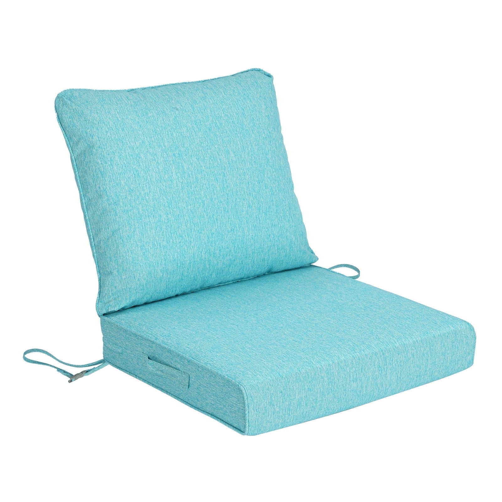 BPS 23x26 Inch Outdoor Deep Seat Cushion Set, Waterproof Patio Furniture Cushions with Adjustable Straps & Removable Cover for Patio, Deck, or Garden, Aruba Blue